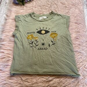 Girl Dangerous Better Daze Graphic Green Crop Tee sz M